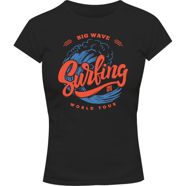 Big Wave Surfing - Ladies Slim Fit Tee - Graphic Tees Australia