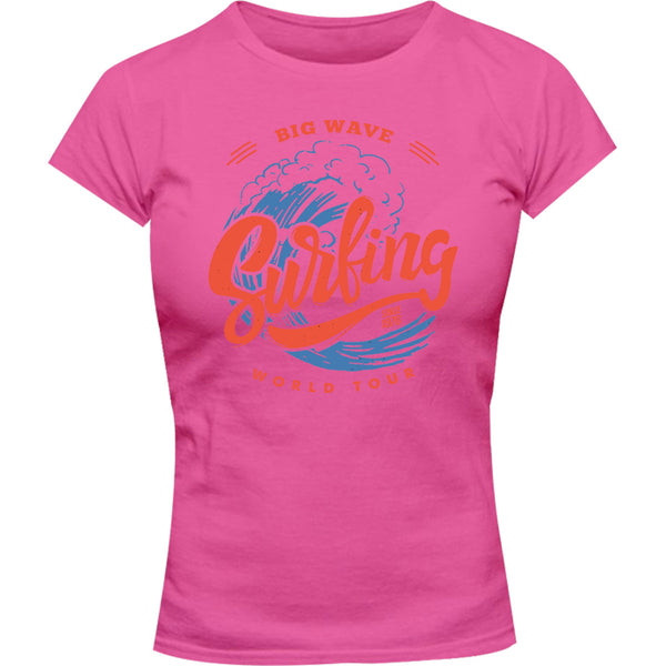 Big Wave Surfing - Ladies Slim Fit Tee - Graphic Tees Australia