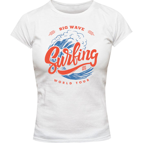 Big Wave Surfing - Ladies Slim Fit Tee - Graphic Tees Australia