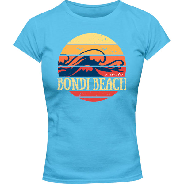 Bondi Circle Wave - Ladies Slim Fit Tee - Graphic Tees Australia