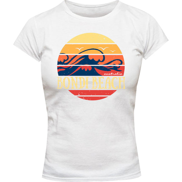 Bondi Circle Wave - Ladies Slim Fit Tee - Graphic Tees Australia