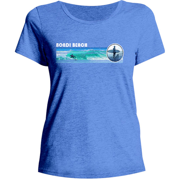 Bondi Landscape Surfer - Ladies Relaxed Fit Tee - Graphic Tees Australia