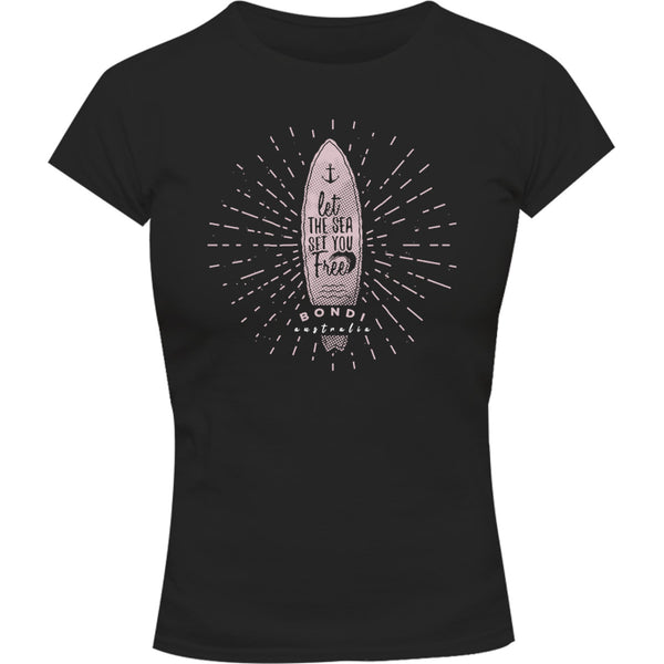 Bondi Let The Sea - Ladies Slim Fit Tee - Graphic Tees Australia