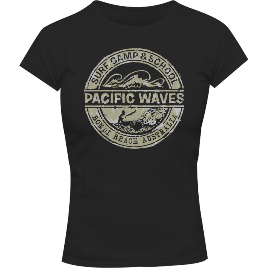 Bondi Pacific Waves - Ladies Slim Fit Tee - Graphic Tees Australia