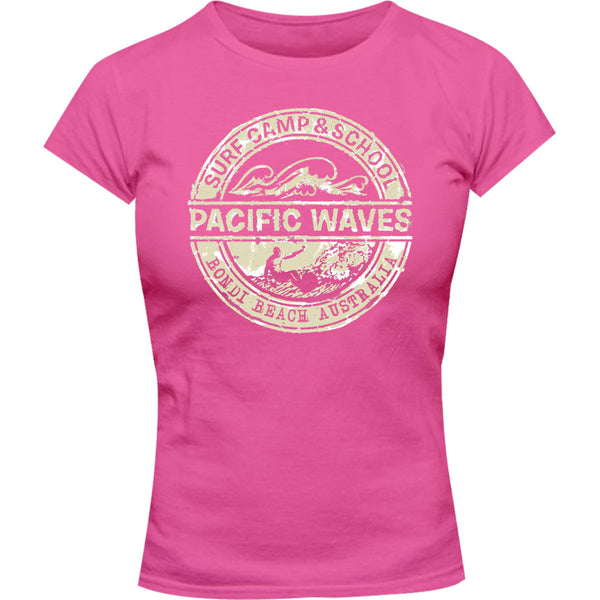 Bondi Pacific Waves - Ladies Slim Fit Tee - Graphic Tees Australia