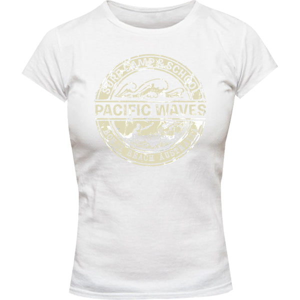 Bondi Pacific Waves - Ladies Slim Fit Tee - Graphic Tees Australia