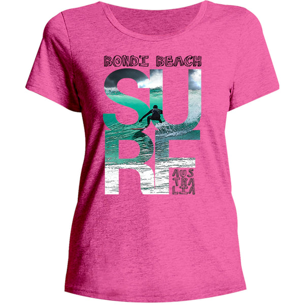 Bondi Surf Photo in Word - Ladies Relaxed Fit Tee - Graphic Tees Australia