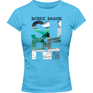 Bondi Surf Photo in Word - Ladies Slim Fit Tee - Graphic Tees Australia