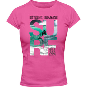 Bondi Surf Photo in Word - Ladies Slim Fit Tee - Graphic Tees Australia