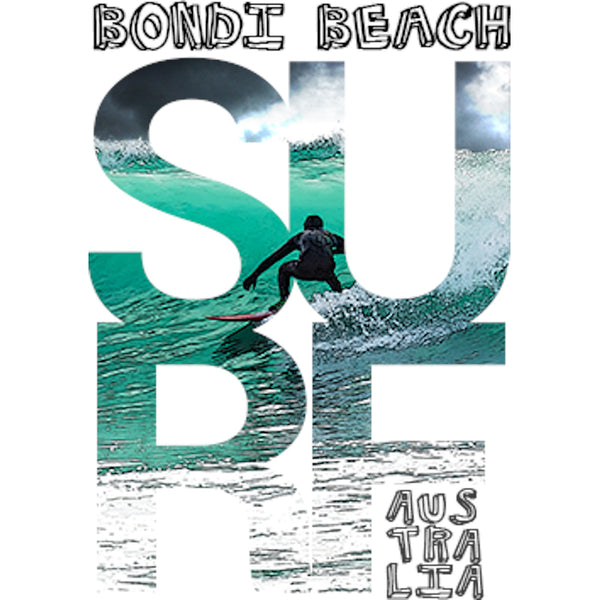 Bondi Surf Photo in Word - Ladies Slim Fit Tee - Graphic Tees Australia