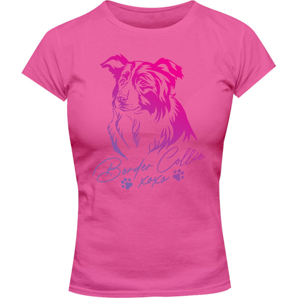 Border Collie XOXO - Ladies Slim Fit Tee - Graphic Tees Australia