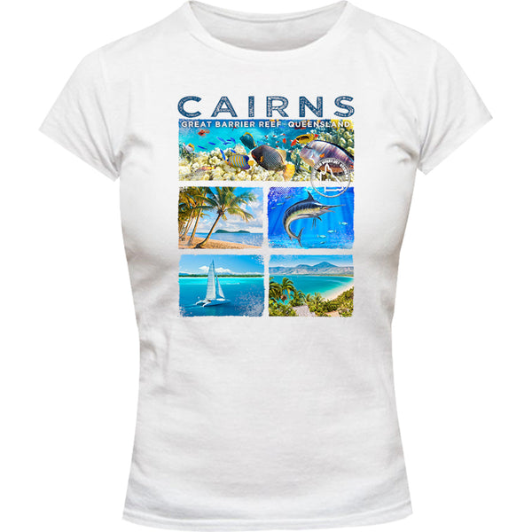 Cairns 5 panel - Ladies Slim Fit Tee - Graphic Tees Australia