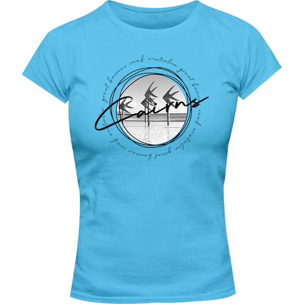 Cairns Circle Sketch - Ladies Slim Fit Tee - Graphic Tees Australia