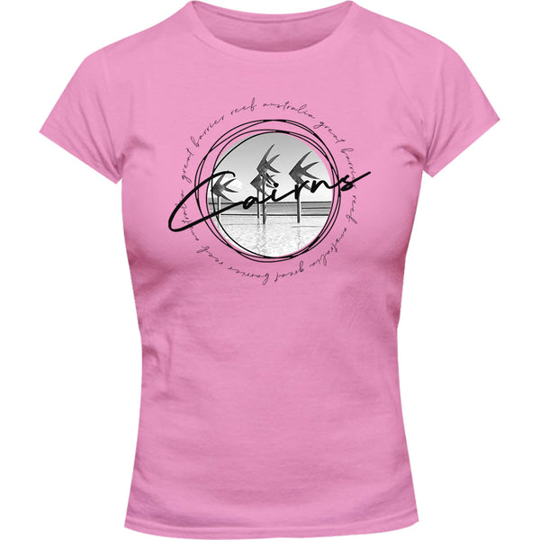 Cairns Circle Sketch - Ladies Slim Fit Tee - Graphic Tees Australia