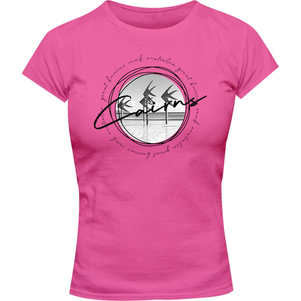 Cairns Circle Sketch - Ladies Slim Fit Tee - Graphic Tees Australia