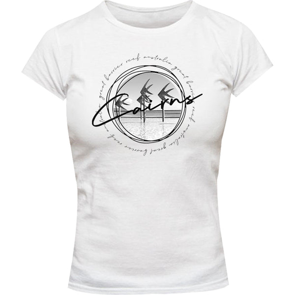 Cairns Circle Sketch - Ladies Slim Fit Tee - Graphic Tees Australia