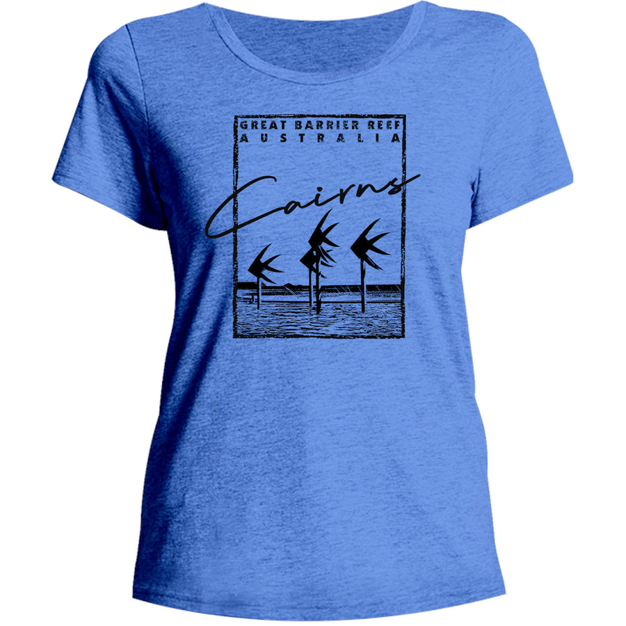 Cairns Script in Square - Ladies Relaxed Fit Tee - Graphic Tees Australia