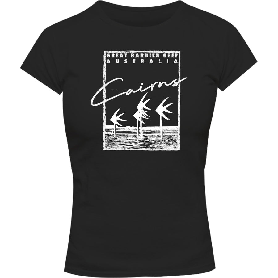 Cairns Script in Square - Ladies Slim Fit Tee - Graphic Tees Australia