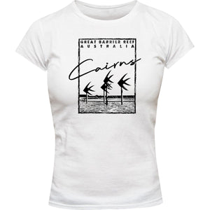 Cairns Script in Square - Ladies Slim Fit Tee - Graphic Tees Australia