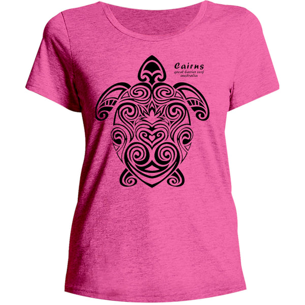 Cairns Turtle Tribal - Ladies Relaxed Fit Tee - Graphic Tees Australia