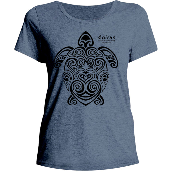 Cairns Turtle Tribal - Ladies Relaxed Fit Tee - Graphic Tees Australia