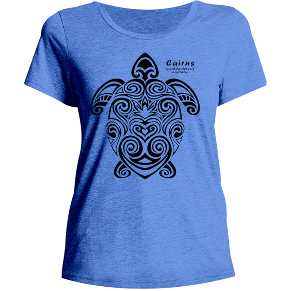 Cairns Turtle Tribal - Ladies Relaxed Fit Tee - Graphic Tees Australia