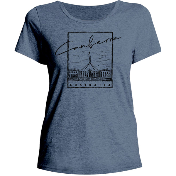 Canberra Australia Parliament in Square - Ladies Relaxed Fit Tee - Graphic Tees Australia