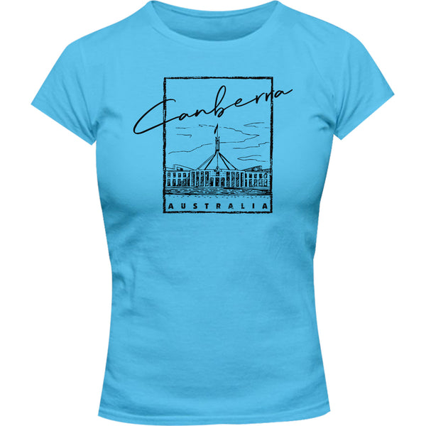 Canberra Australia Parliament in Square - Ladies Slim Fit Tee - Graphic Tees Australia