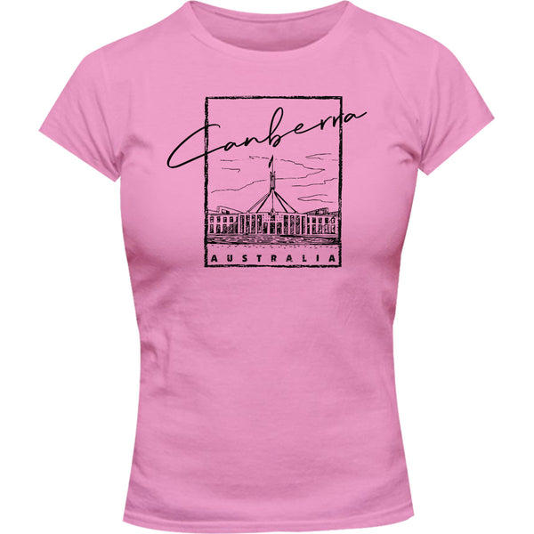 Canberra Australia Parliament in Square - Ladies Slim Fit Tee - Graphic Tees Australia