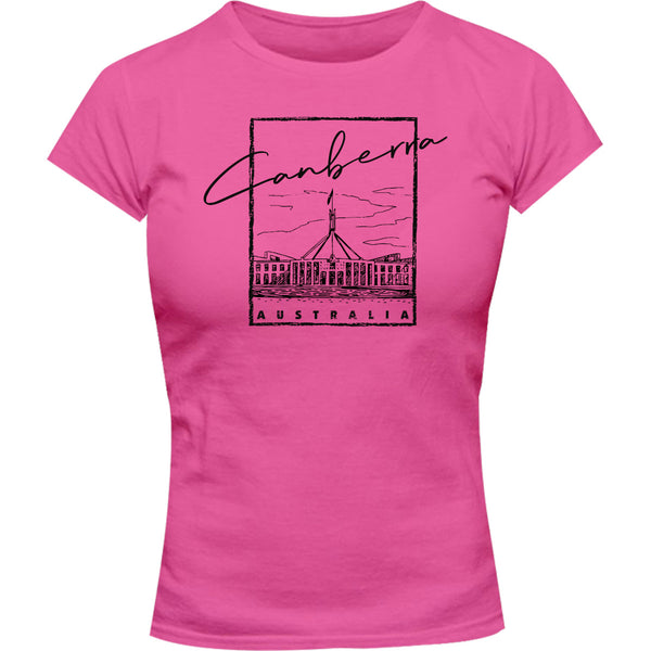 Canberra Australia Parliament in Square - Ladies Slim Fit Tee - Graphic Tees Australia