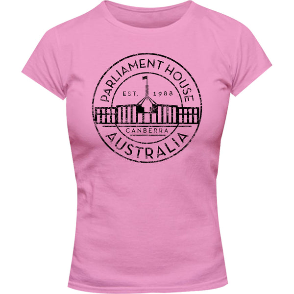 Canberra Australia Varsity Circle - Ladies Slim Fit Tee - Graphic Tees Australia