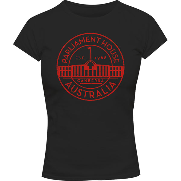 Canberra Australia Varsity Circle - Ladies Slim Fit Tee - Graphic Tees Australia