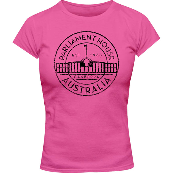 Canberra Australia Varsity Circle - Ladies Slim Fit Tee - Graphic Tees Australia