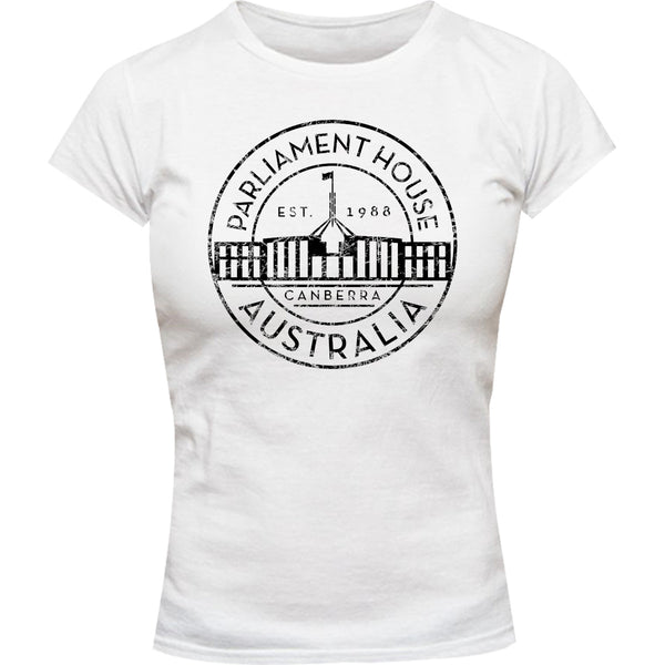 Canberra Australia Varsity Circle - Ladies Slim Fit Tee - Graphic Tees Australia