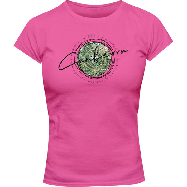 Canberra Circle Sketch - Ladies Slim Fit Tee - Graphic Tees Australia