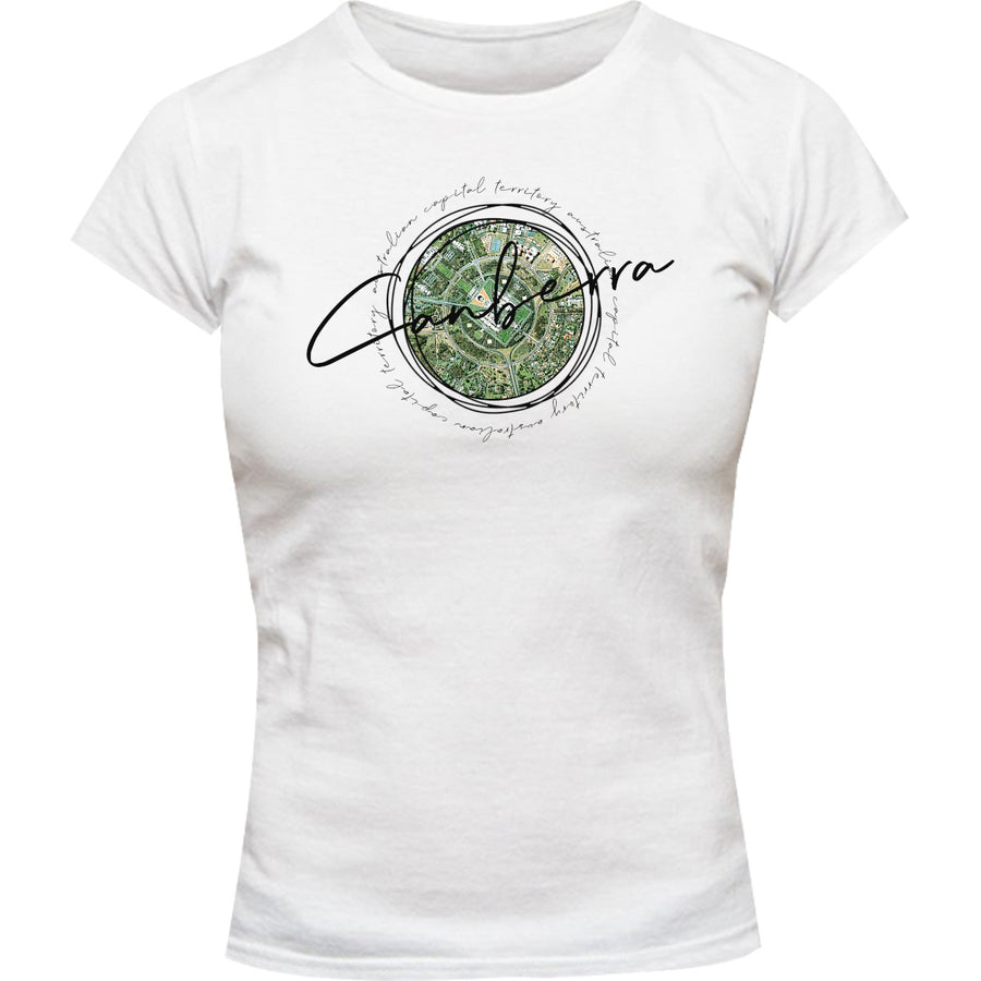 Canberra Circle Sketch - Ladies Slim Fit Tee - Graphic Tees Australia