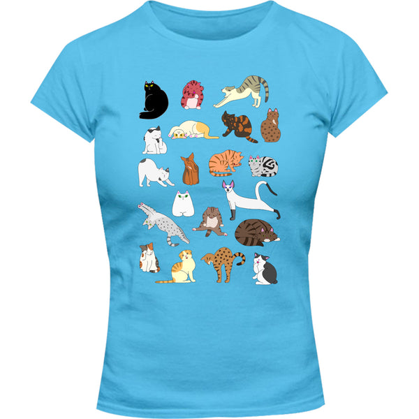 Cat Poses - Ladies Slim Fit Tee - Graphic Tees Australia