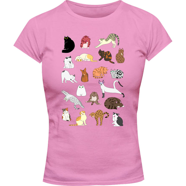 Cat Poses - Ladies Slim Fit Tee - Graphic Tees Australia