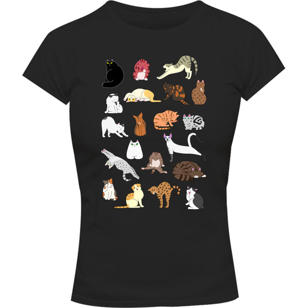 Cat Poses - Ladies Slim Fit Tee - Graphic Tees Australia