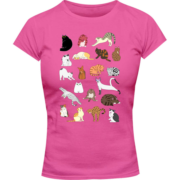 Cat Poses - Ladies Slim Fit Tee - Graphic Tees Australia