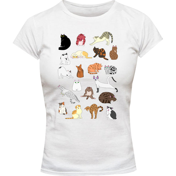 Cat Poses - Ladies Slim Fit Tee - Graphic Tees Australia