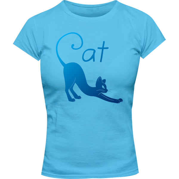 Cat Silhouette - Ladies Slim Fit Tee - Graphic Tees Australia