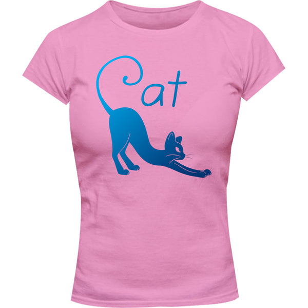 Cat Silhouette - Ladies Slim Fit Tee - Graphic Tees Australia