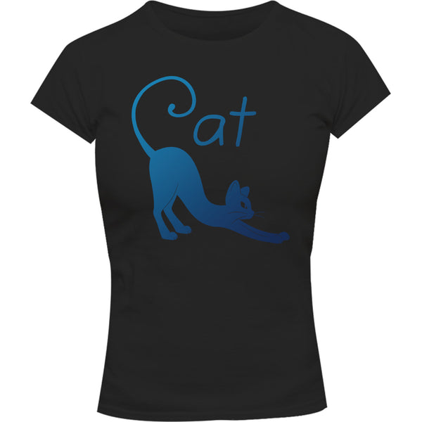 Cat Silhouette - Ladies Slim Fit Tee - Graphic Tees Australia