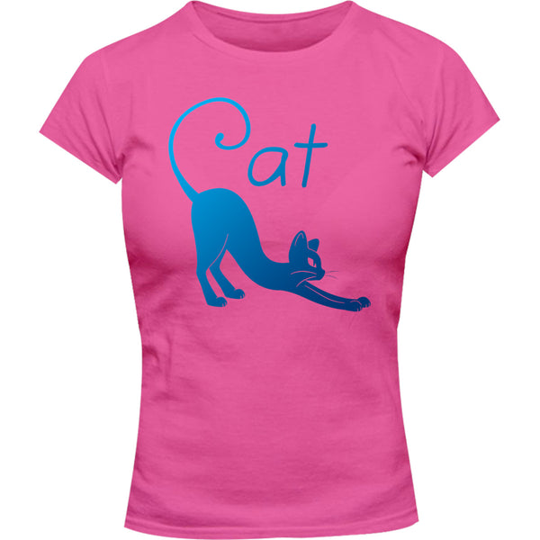 Cat Silhouette - Ladies Slim Fit Tee - Graphic Tees Australia