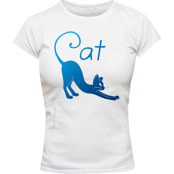 Cat Silhouette - Ladies Slim Fit Tee - Graphic Tees Australia