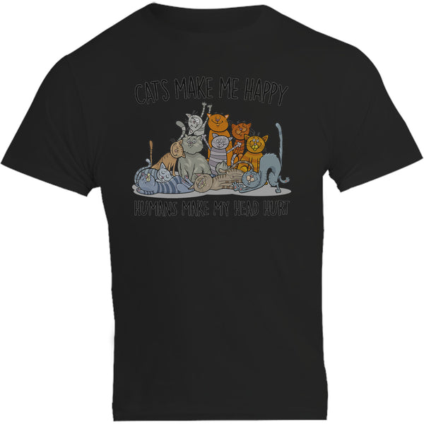 Cats Make Me Happy Dandy Cat Rescue front & back - Unisex Tee - Plus Size