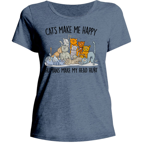 Cats Make Me Happy - Ladies Relaxed Fit Tee