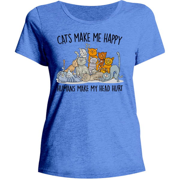 Cats Make Me Happy - Ladies Relaxed Fit Tee