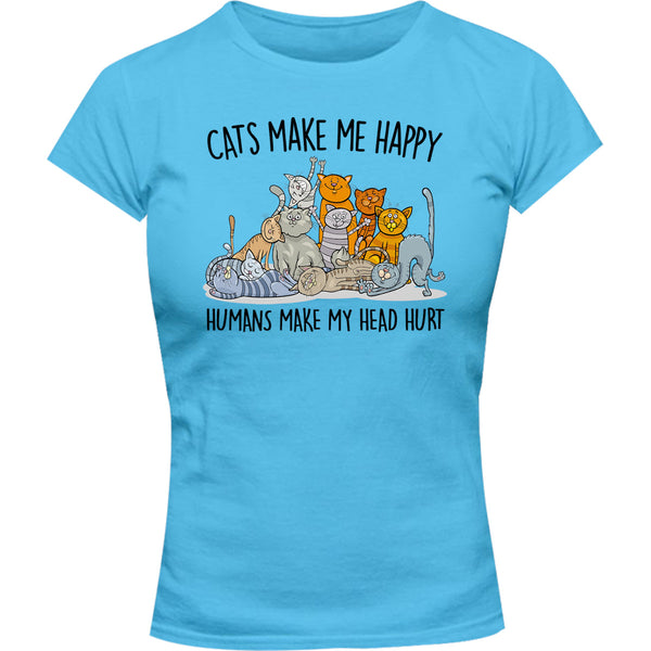 Cats Make Me Happy - Ladies Slim Fit Tee